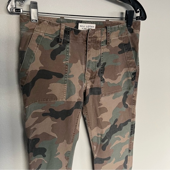 Nili Lotan Jenna Cropped Raw Edge Pants Camo Military Boho Casual Women’s 0 - Picture 4 of 10